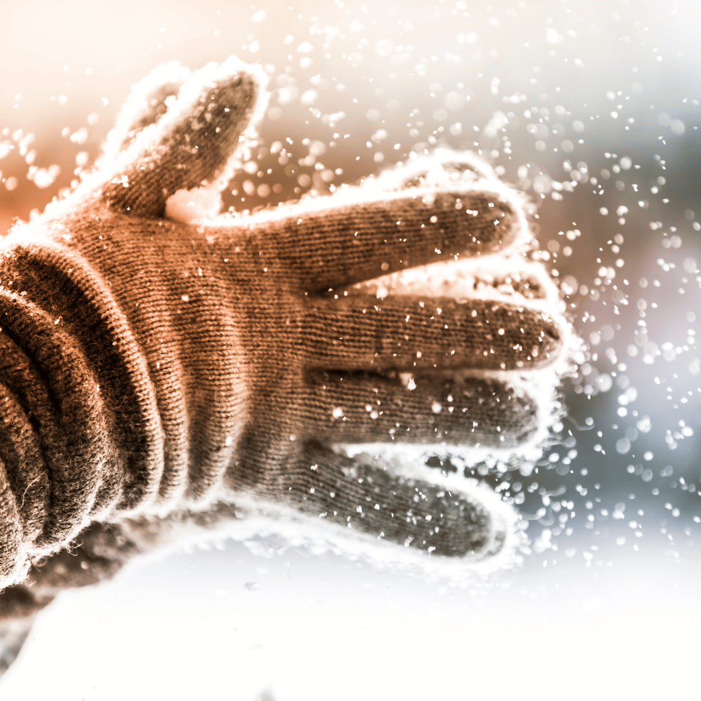 snowy gloves